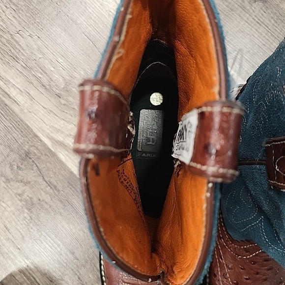 Ariat Baby Fat Ostrich Western Boots, Brown/Teal, 7B - Picture 9 of 11